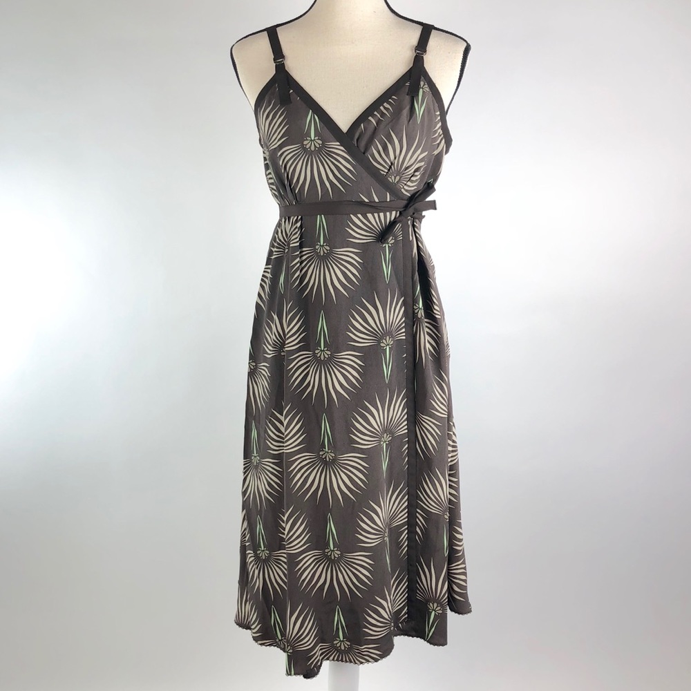 Whistles VNeck Brown Spaghetti Strap Wrap Dress